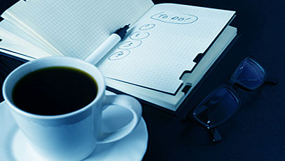 coffee, notebook and sunglasses